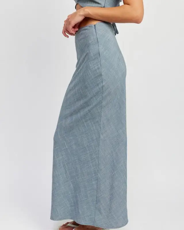 High Waist Bias Maxi Skirt