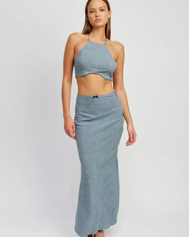 High Waist Bias Maxi Skirt