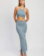 High Waist Bias Maxi Skirt