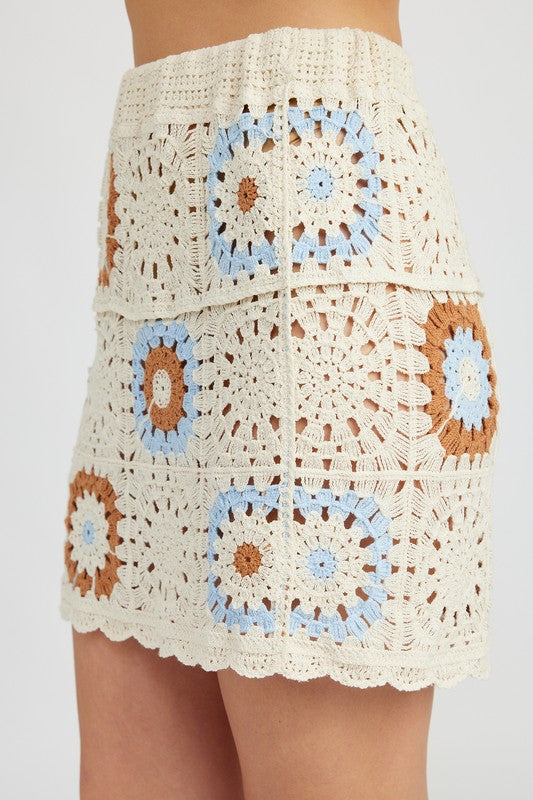 HIGH WAIST CROCHET MINI SKIRT