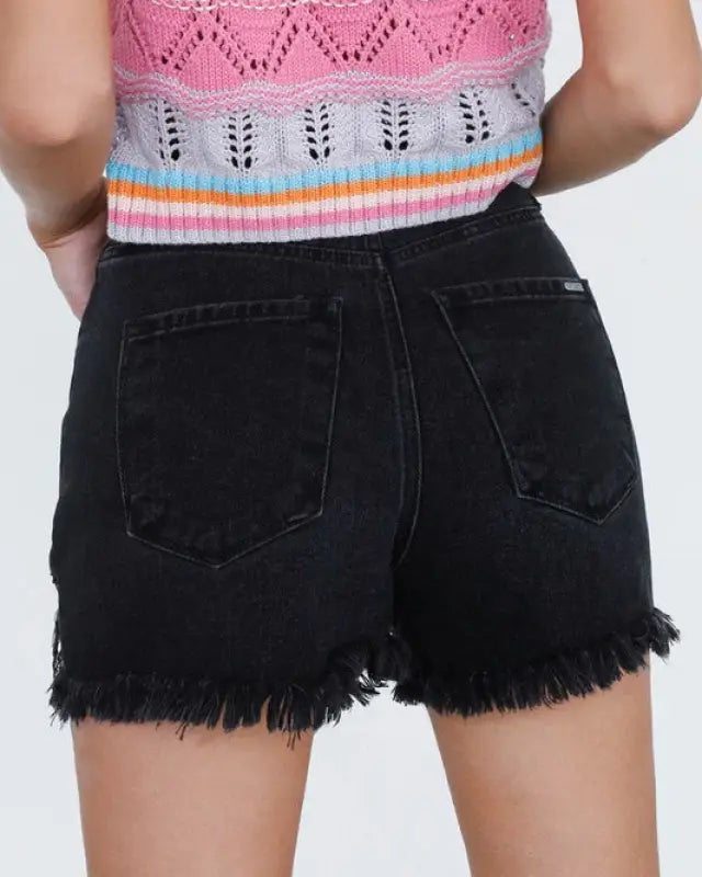 High Waist Crossover Denim Mom Shorts