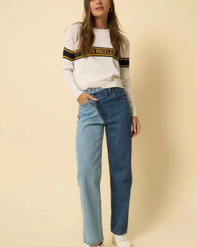 High Waist Crossover Straight Jeans