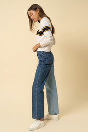 High Waist Crossover Straight Jeans