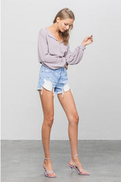 HIGH WAIST DISTRESSED SHORTS