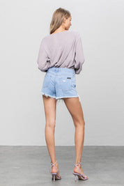 HIGH WAIST DISTRESSED SHORTS