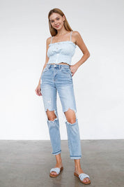 HIGH WAIST MOM JEANS - LIGHT