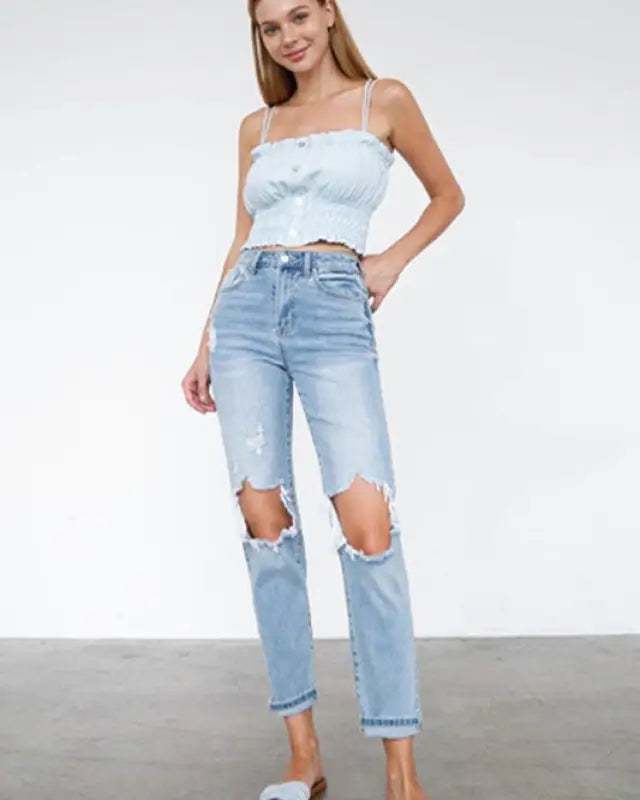 HIGH WAIST MOM JEANS - LIGHT