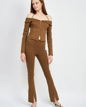 HIGH WAIST PANTS WITH FRONT SLITS