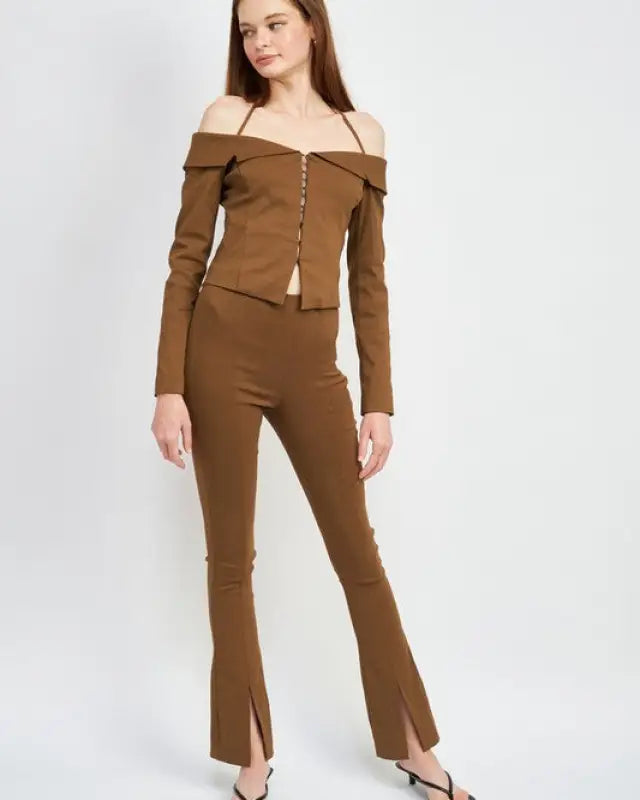 HIGH WAIST PANTS WITH FRONT SLITS