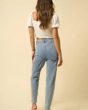 High Waist Seamed Tapered Jeans