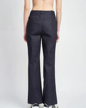 High Waist Semi Flared Denim Pants