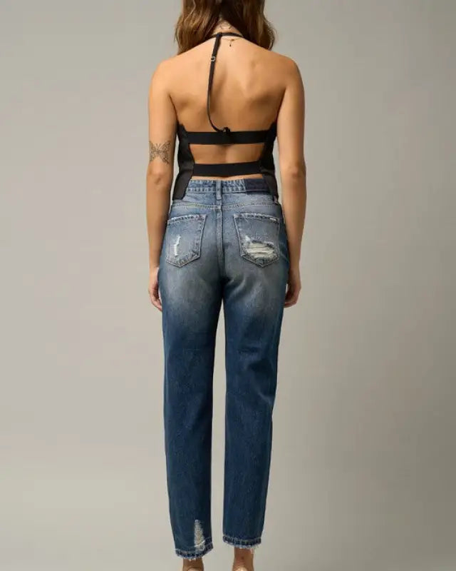 HIGH WAIST STRAIGHT HAVEY DESTROYED JEANS