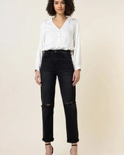 High Waisted Boyfriend Jeans - Jeans