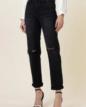 High Waisted Boyfriend Jeans - Jeans