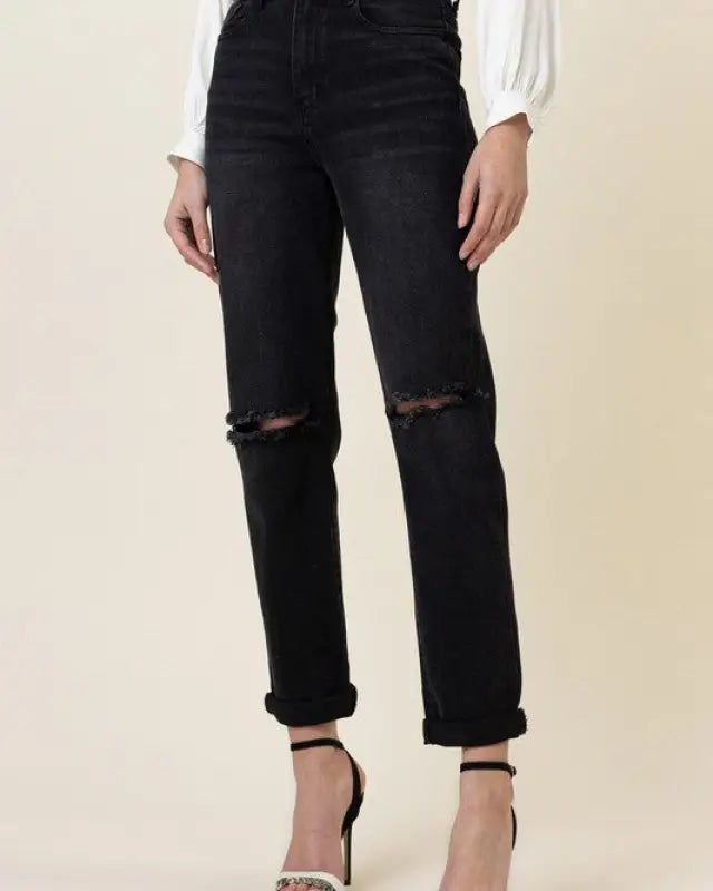 High Waisted Boyfriend Jeans - Jeans