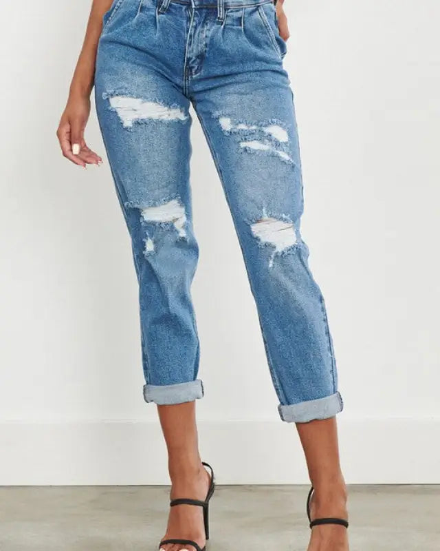 High Waisted Boyfriend Jeans