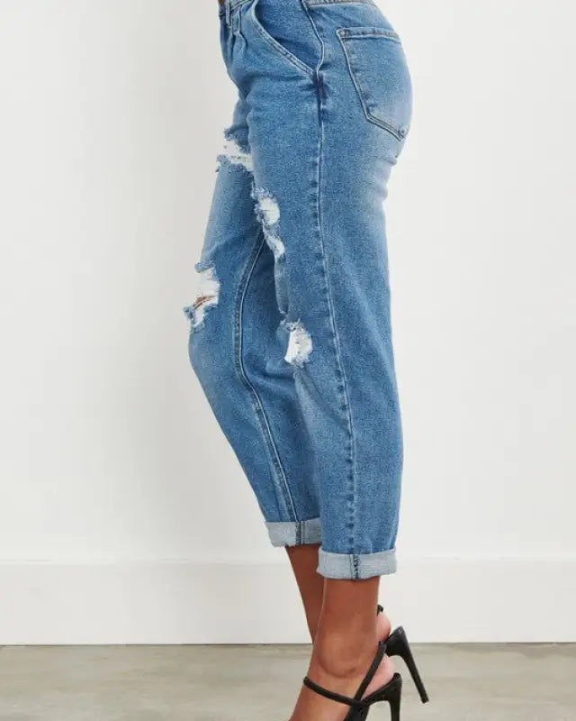 High Waisted Boyfriend Jeans