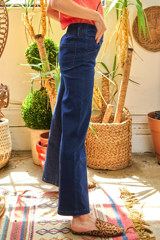 High Waisted Button Fly Wide Leg Jeans