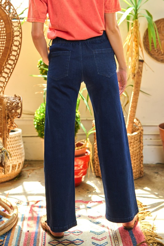 High Waisted Button Fly Wide Leg Jeans