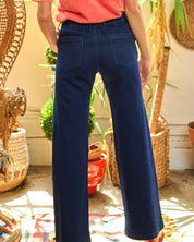 High Waisted Button Fly Wide Leg Jeans