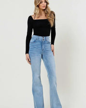 High-Waisted Flare Jeans - Light Stone / 11 - Jeans