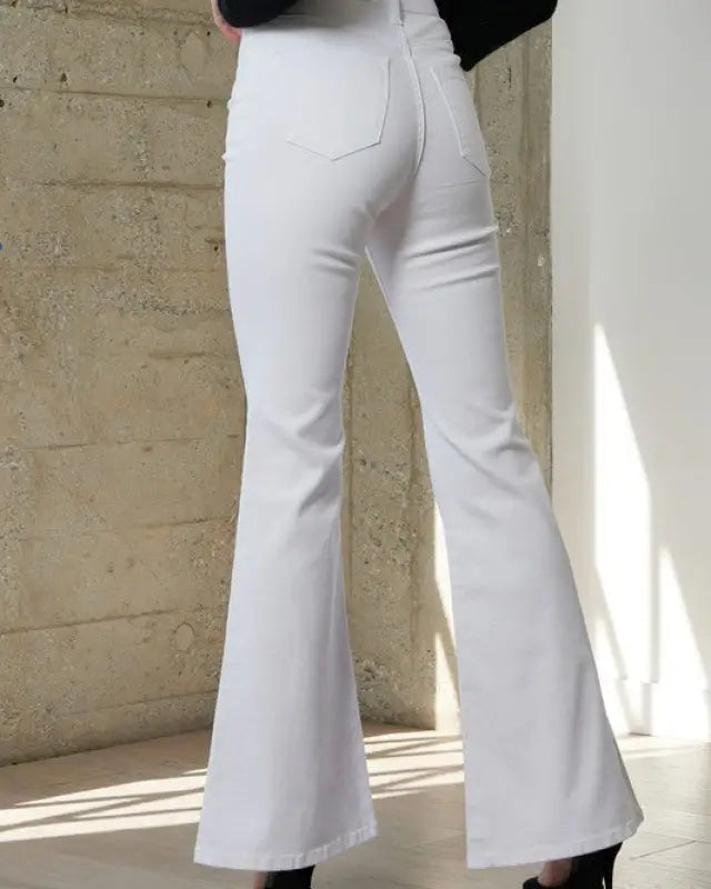 High Waisted Full-Length Flare Jeans - Jeans