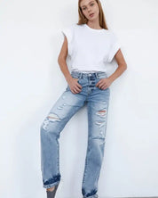 HIGH WAISTED LOOSE STRAIGHT JEANS