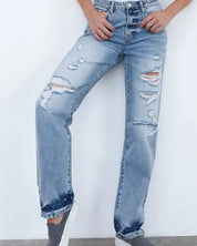 HIGH WAISTED LOOSE STRAIGHT JEANS