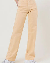 High Waisted Wide Cut Straight Leg Jeans