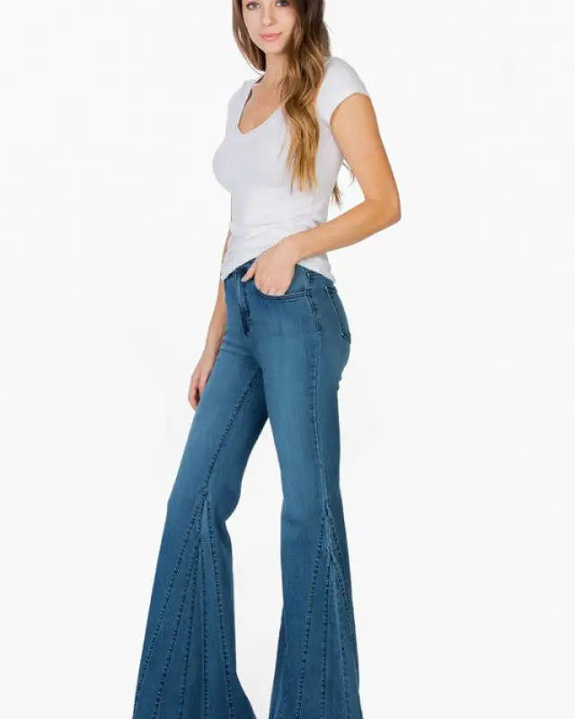 High Waisted Wide Mermaid Flare Denim Jeans