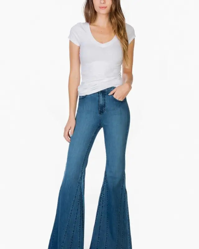 High Waisted Wide Mermaid Flare Denim Jeans