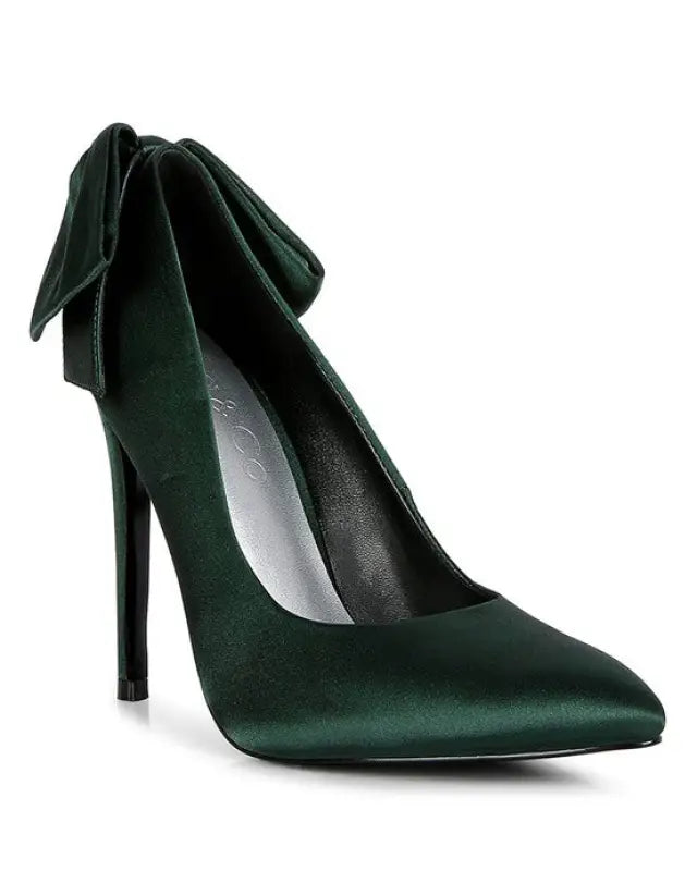 Hornet Green Satin Stiletto Pump Sandals