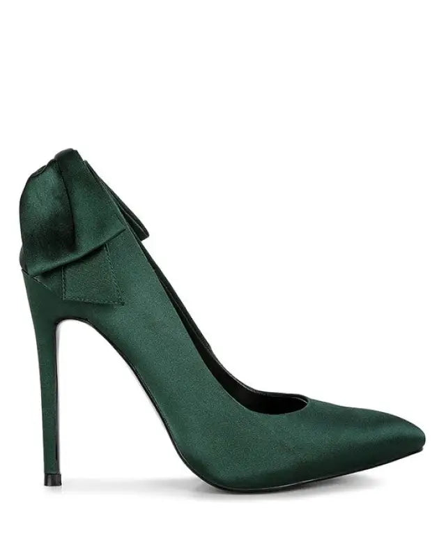 Hornet Green Satin Stiletto Pump Sandals