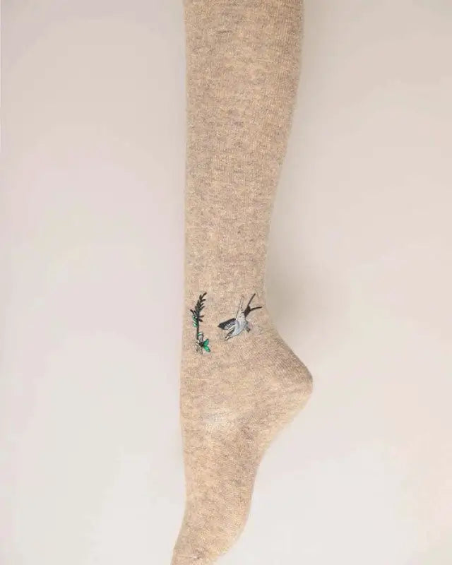 Hummingbird Wool Knee High Socks