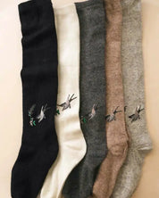 Hummingbird Wool Knee High Socks