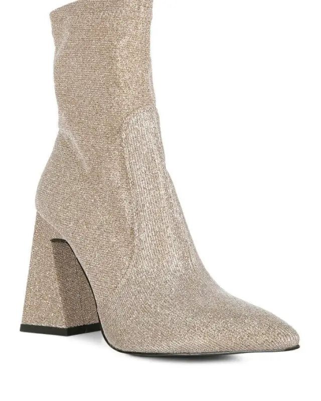 Hustlers Shimmer Block Heeled Ankle Boots - GOLD / 5