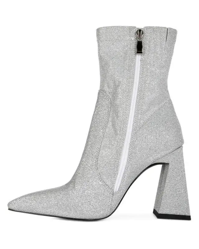 Hustlers Shimmer Block Heeled Ankle Boots