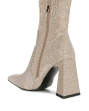 Hustlers Shimmer Block Heeled Ankle Boots