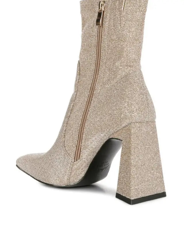 Hustlers Shimmer Block Heeled Ankle Boots