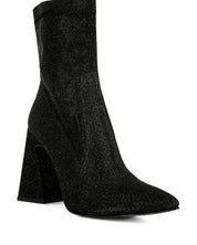 Hustlers Shimmer Block Heeled Ankle Boots - Black / 5