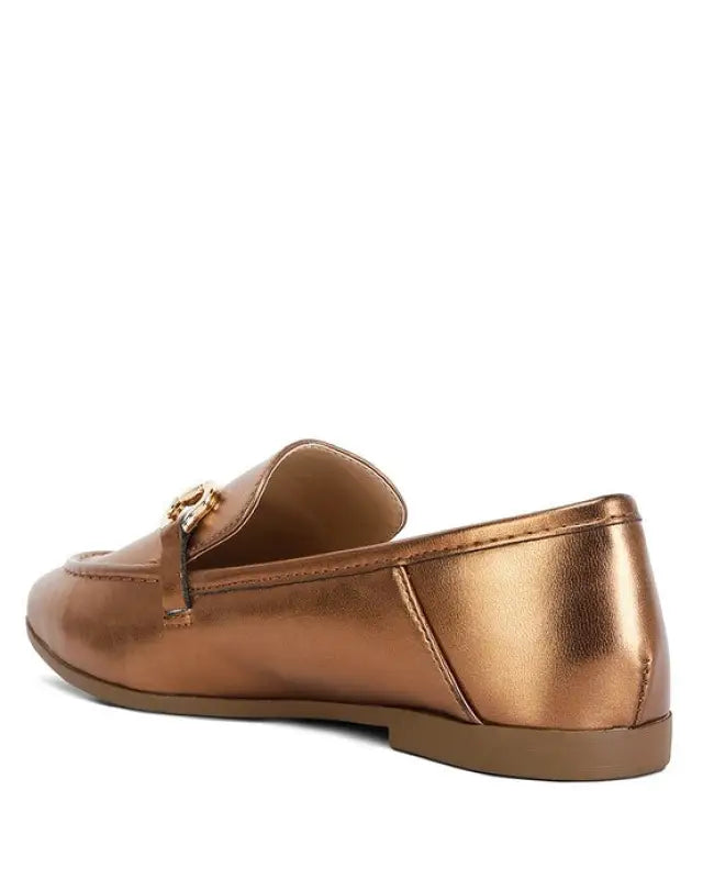 Ichiro Metallic Faux Leather Horsebit Loafers