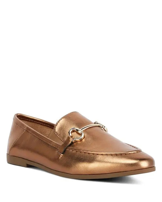 Ichiro Metallic Faux Leather Horsebit Loafers