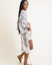 Ikebana Kimono W/ Suede Tie Belt