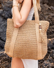 Izola Carry All Tassel Tote - Khaki / OneSize