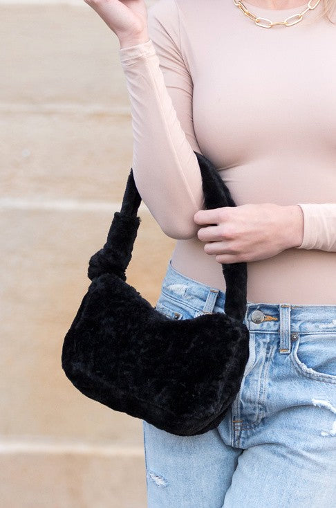 Izzie Plush Shoulder Bag - Black / OneSize