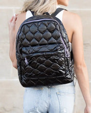 Jade Metallic Puffer Backpack