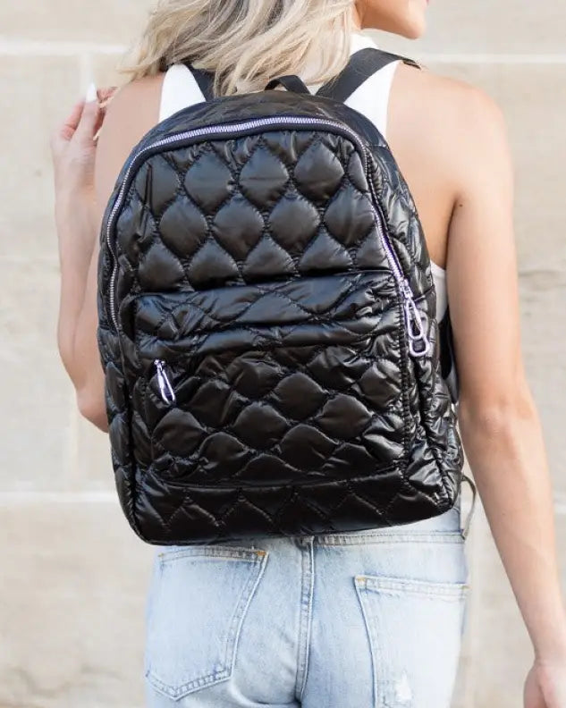 Jade Metallic Puffer Backpack