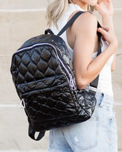 Jade Metallic Puffer Backpack