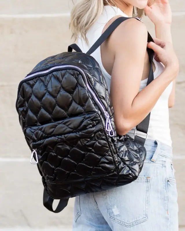 Jade Metallic Puffer Backpack