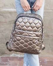 Jade Metallic Puffer Backpack